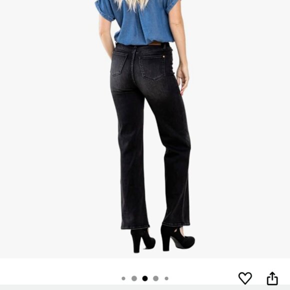 Judy Blue 90's Washed Black High Waist Straight Leg Jeans 13/31 Petite - Picture 4 of 15